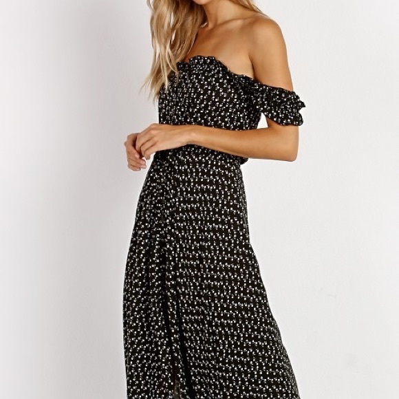 Auguste Button Down Dress Black Flowers - Picture 2 of 12